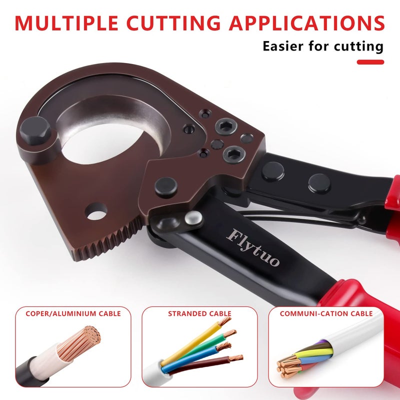 Flytuo Cable Cutter  Flytuo Upgraded Blade Heavy Duty Cable Wire Cutters for Aluminum Copper Cable and Electrical Wire Up to 240mm - Image 5